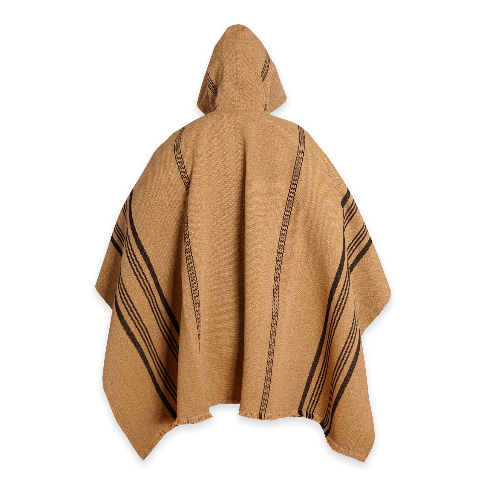 PONCHO LISTADO DE LANA CAMEL