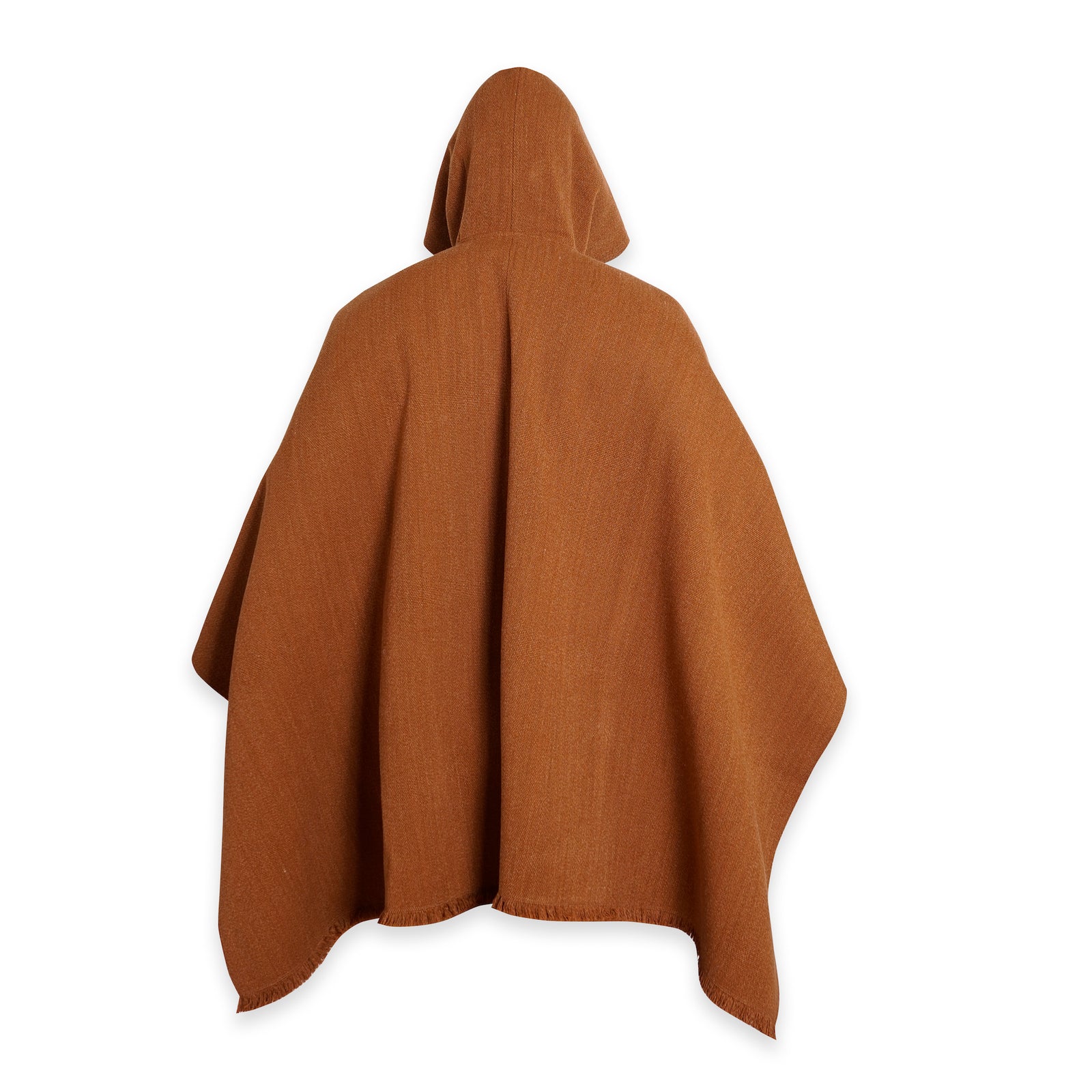 PONCHO DE LANA CASTAÑO CON GORRO
