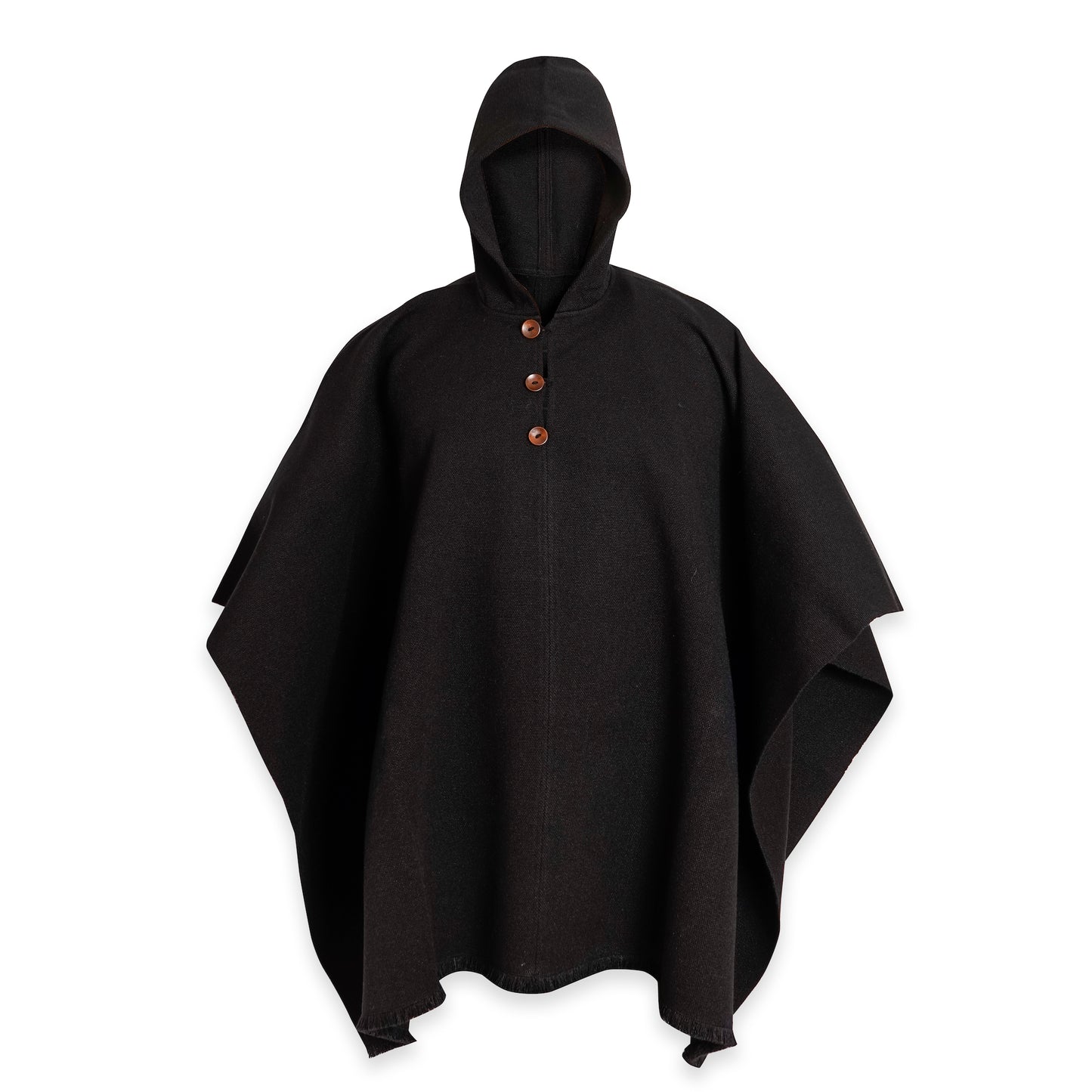 PONCHO DE LANA AZUL CON GORRO