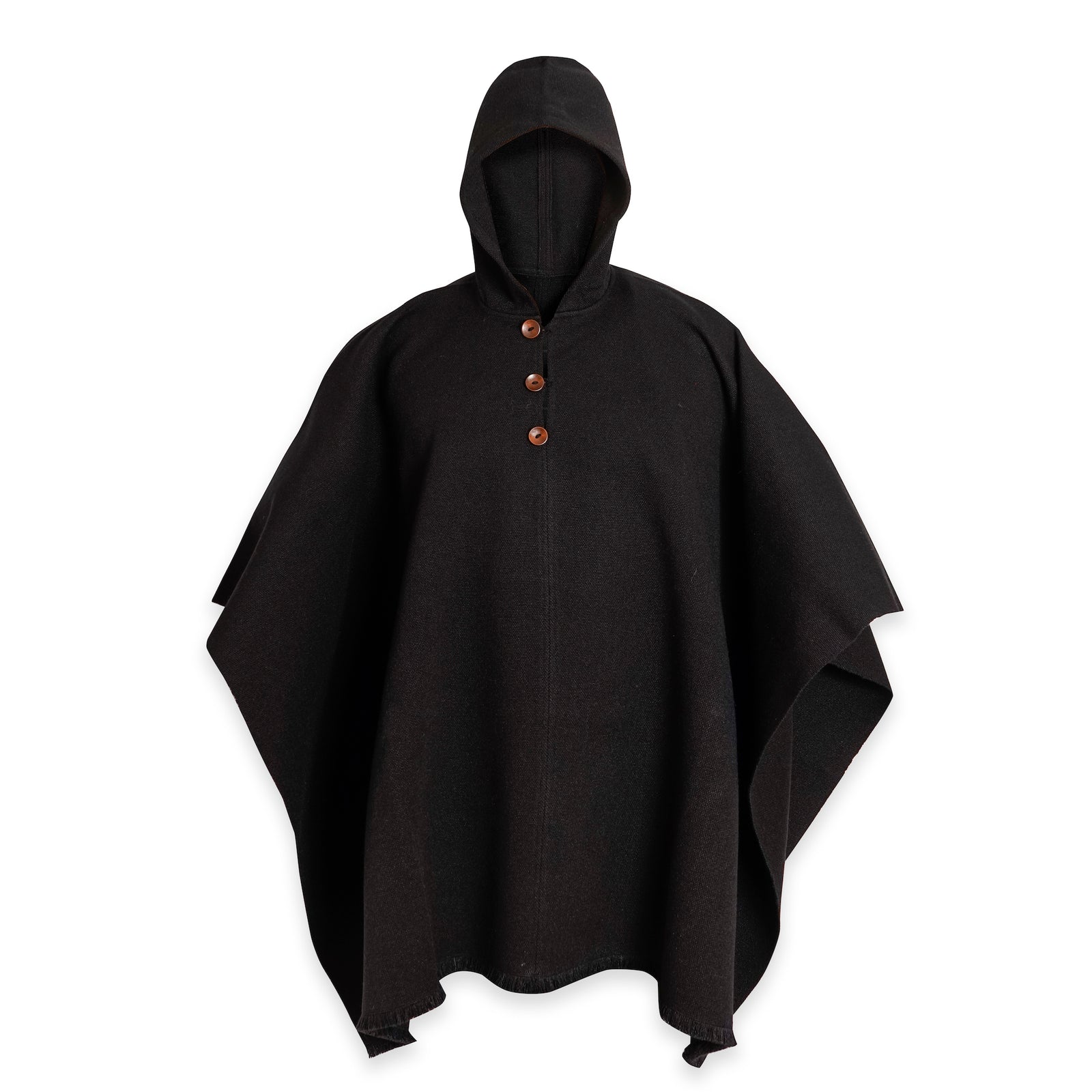 PONCHO DE LANA CASTAÑO CON GORRO