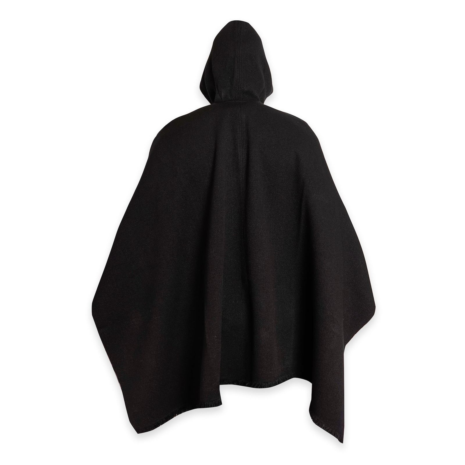 PONCHO DE LANA NEGRO CON GORRO