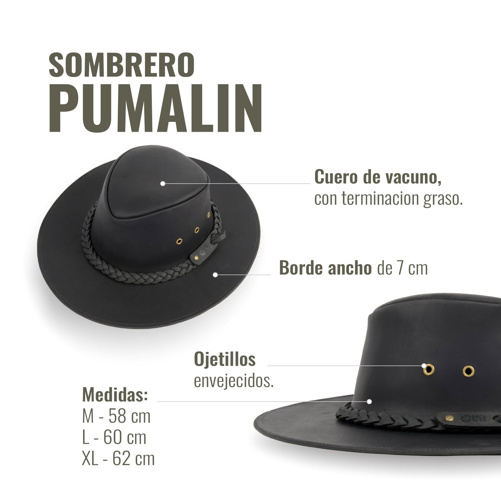 SOMBRERO PUMALÍN NEGRO