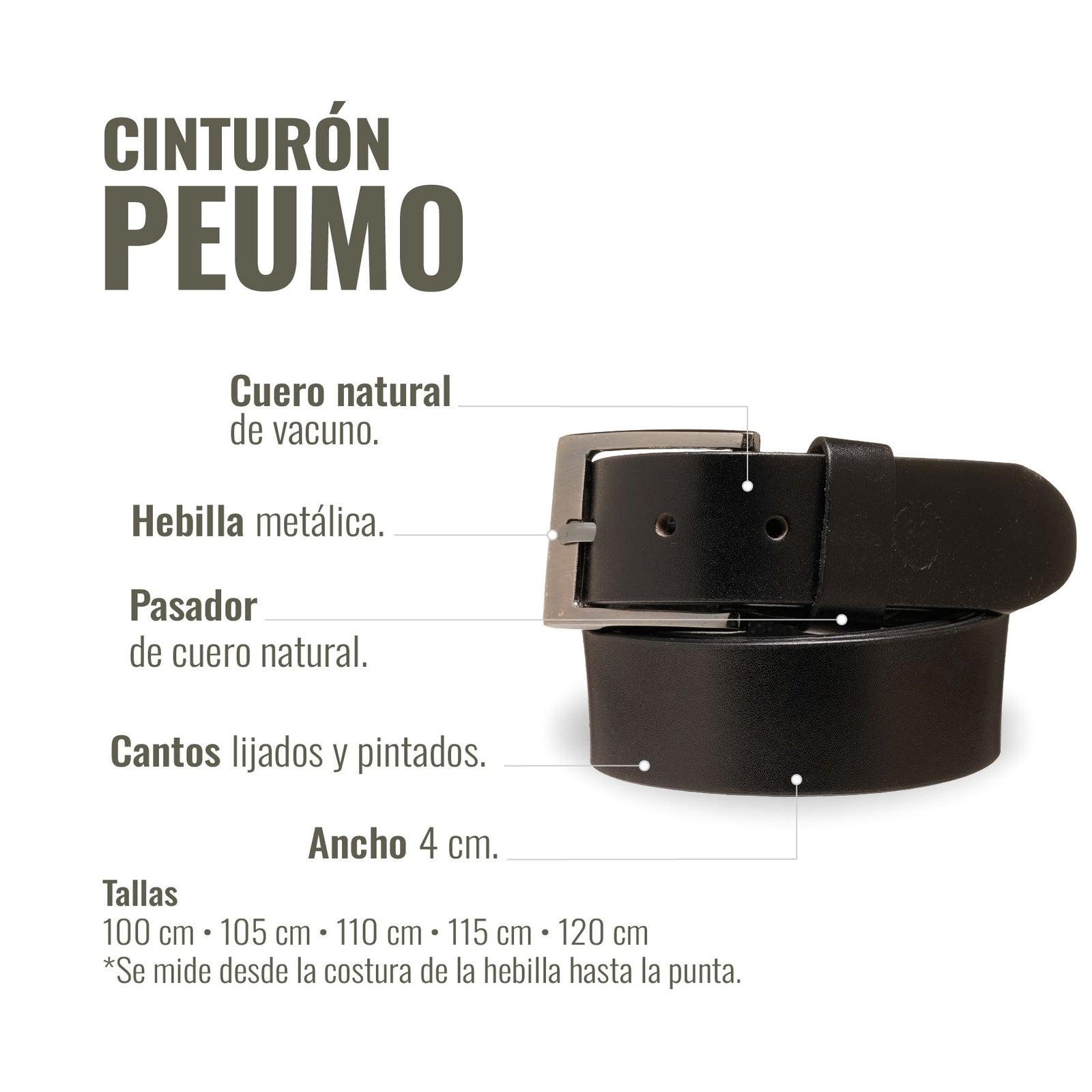 CINTURON PEUMO NEGRO