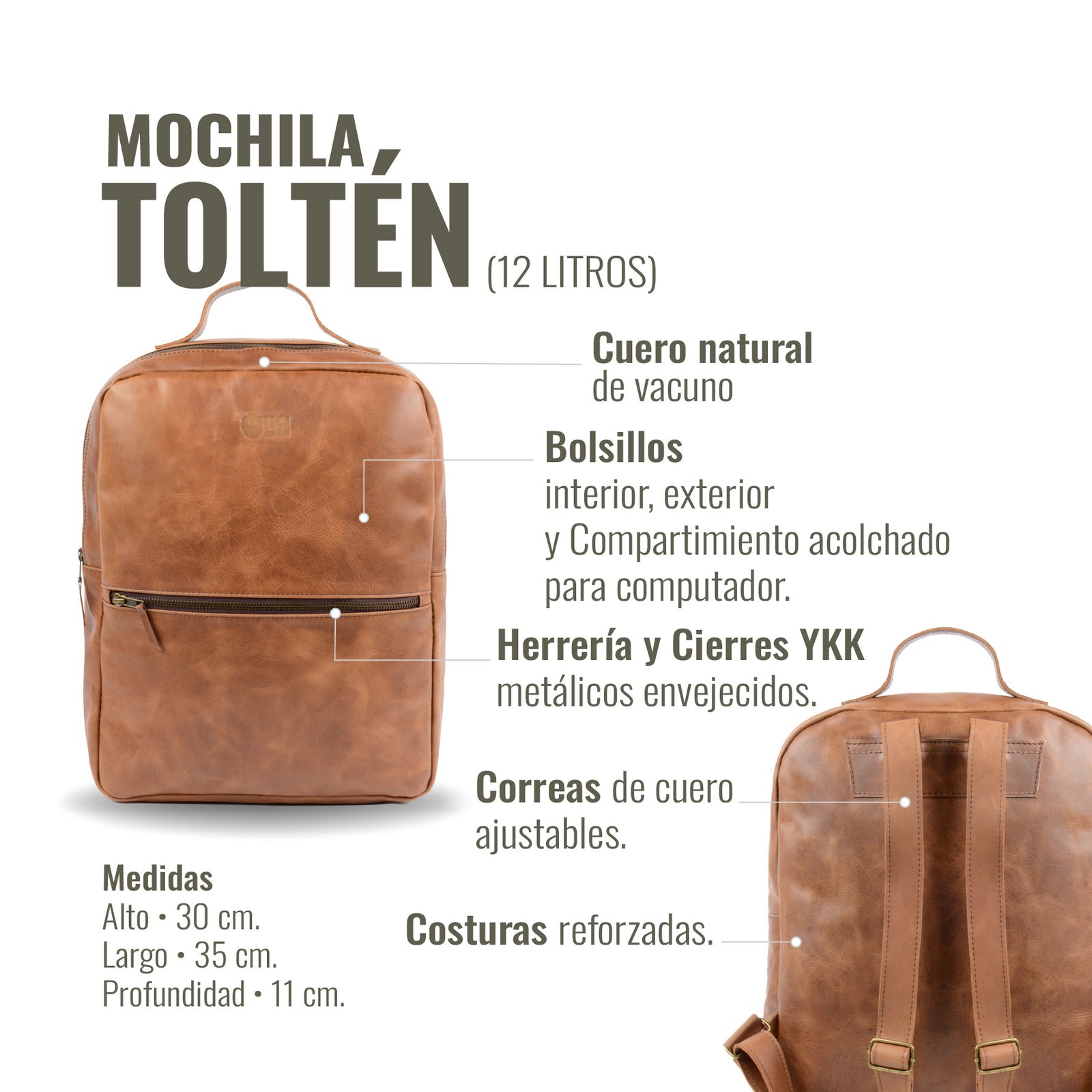 MOCHILA TOLTÉN HABANO