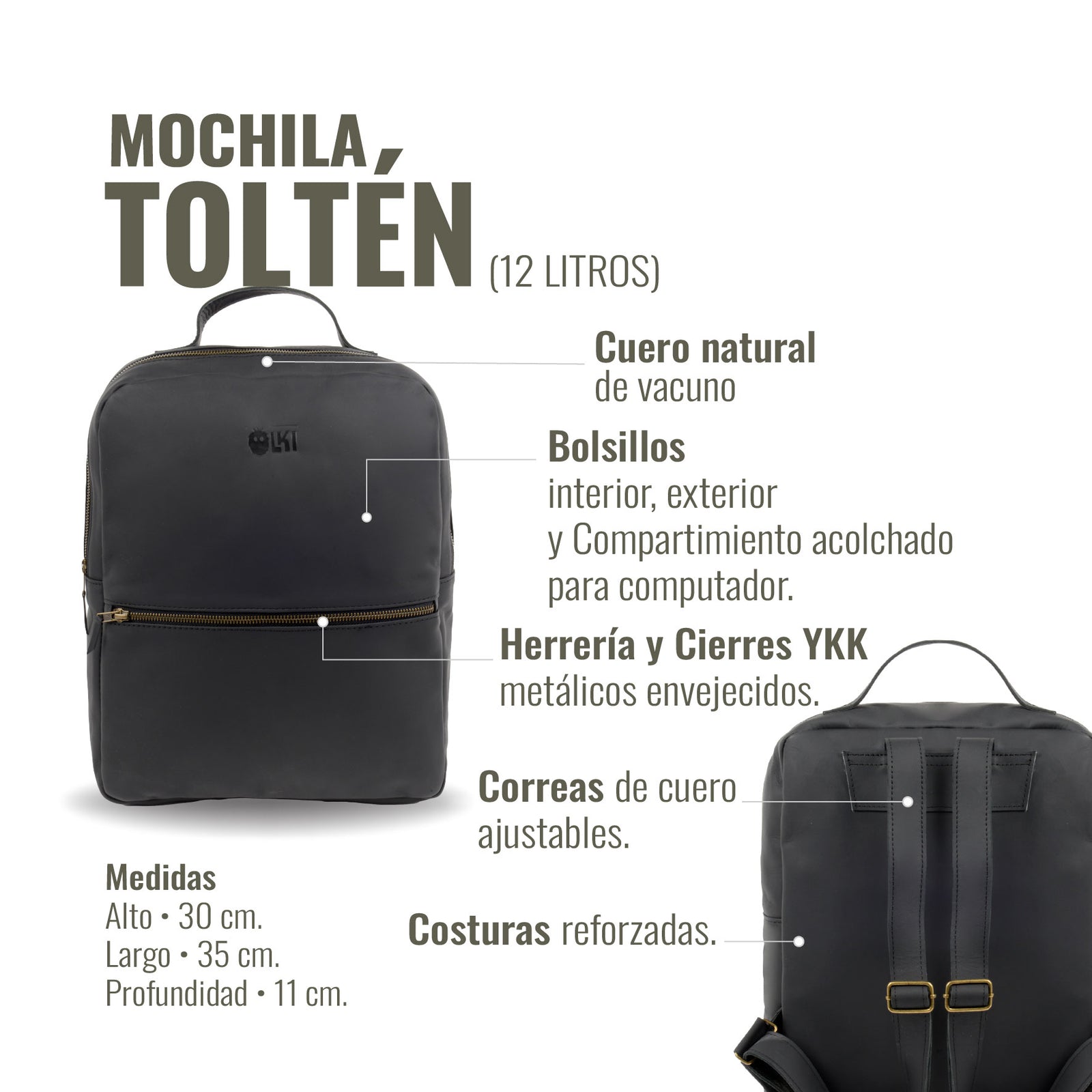 MOCHILA TOLTÉN NEGRA