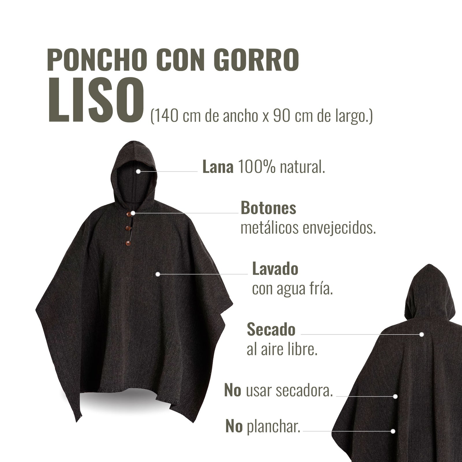 PONCHO DE LANA MARENGO CON GORRO