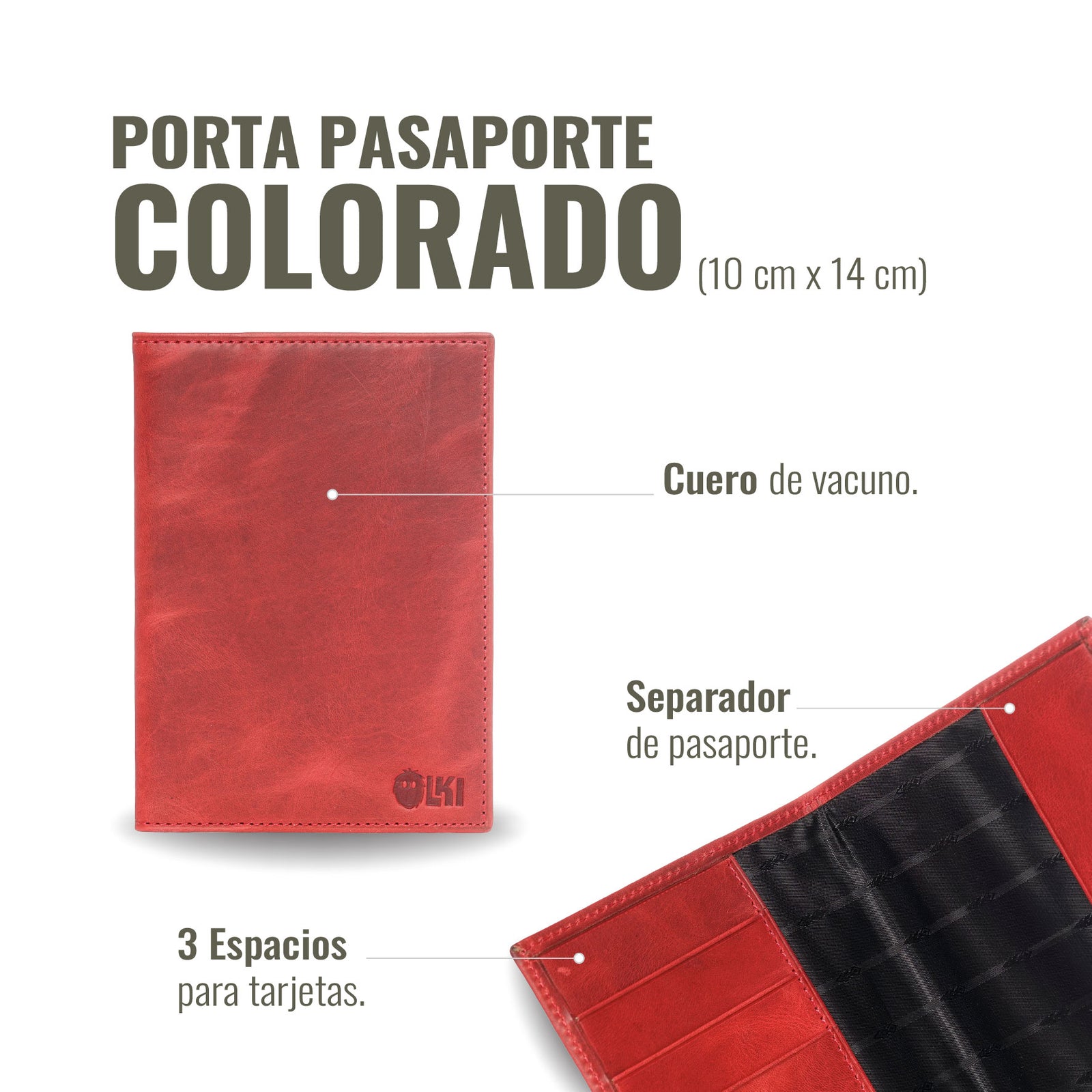 PORTA PASAPORTE COLORADO ROJO