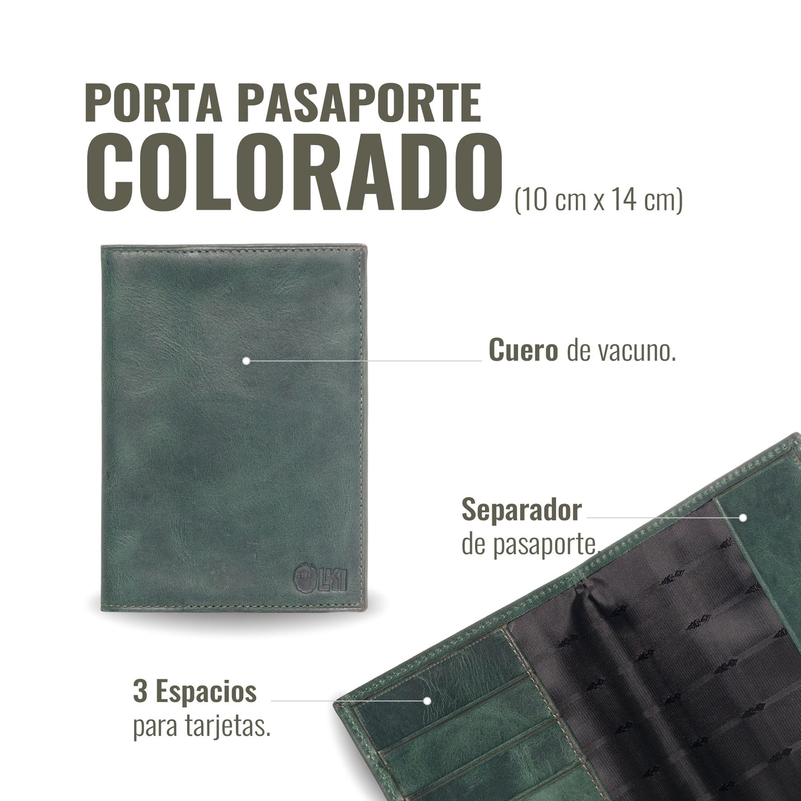 PORTA PASAPORTE COLORADO VERDE MUSGO