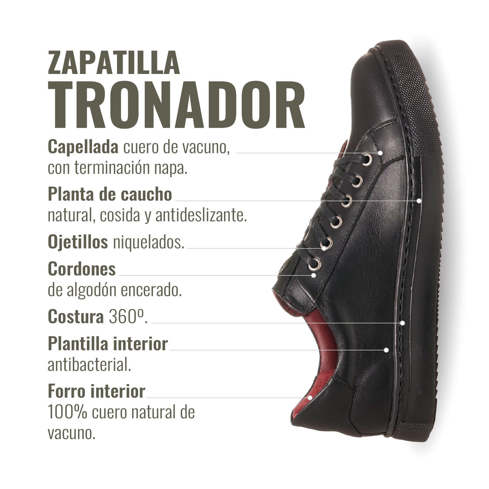 Zapatilla Tronador Negra Planta Negra