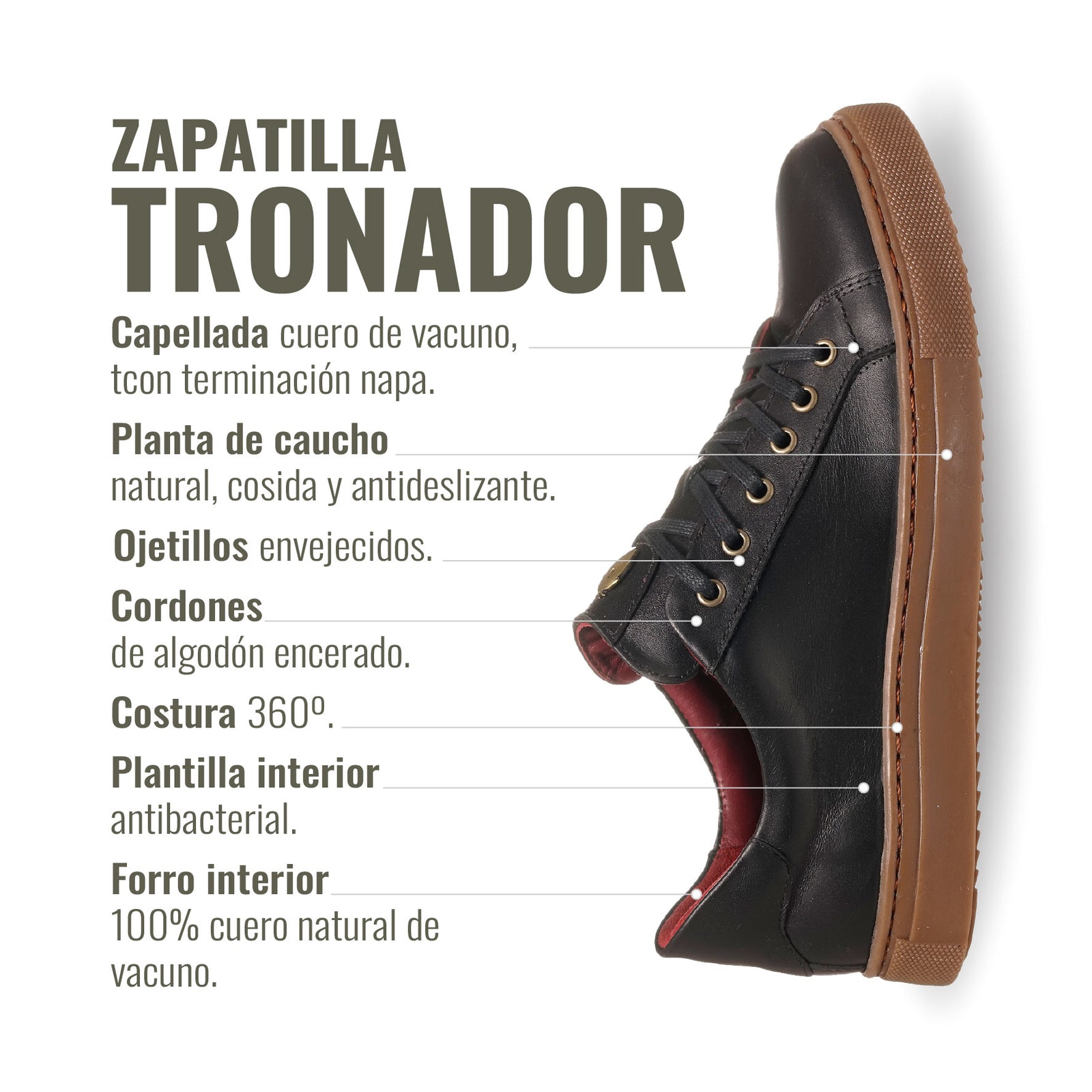 Zapatilla Tronador Negra Planta Cristal