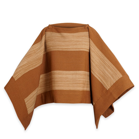 PONCHO LISTADO DE LANA CASTAÑO