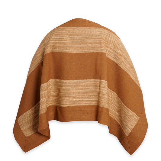 PONCHO LISTADO DE LANA CASTAÑO