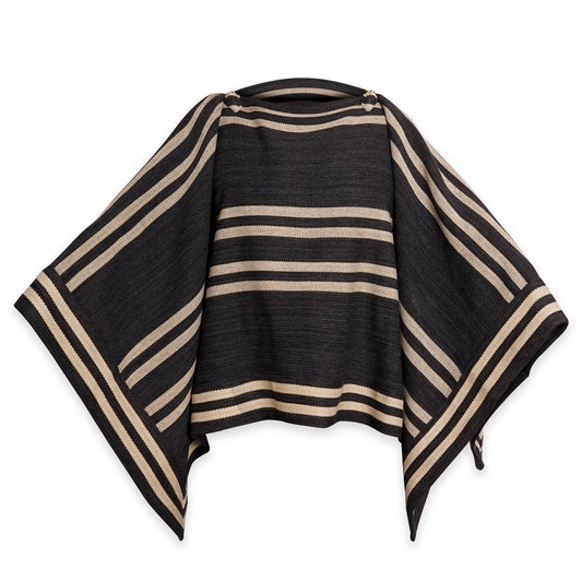 PONCHO LISTADO DE LANA NEGRO