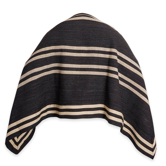 PONCHO LISTADO DE LANA NEGRO