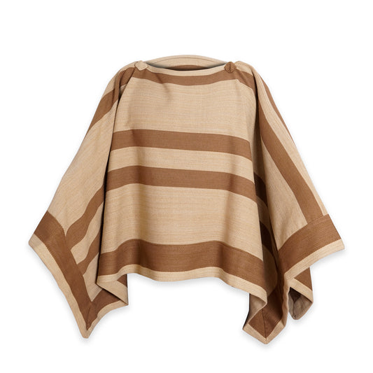 PONCHO LISTADO DE LANA BEIGE