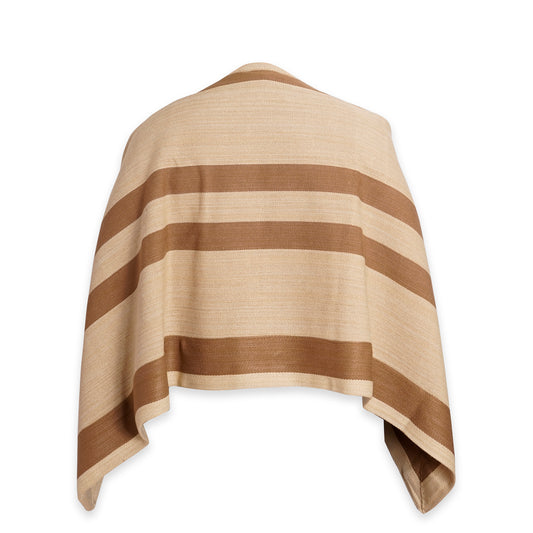 PONCHO LISTADO DE LANA BEIGE