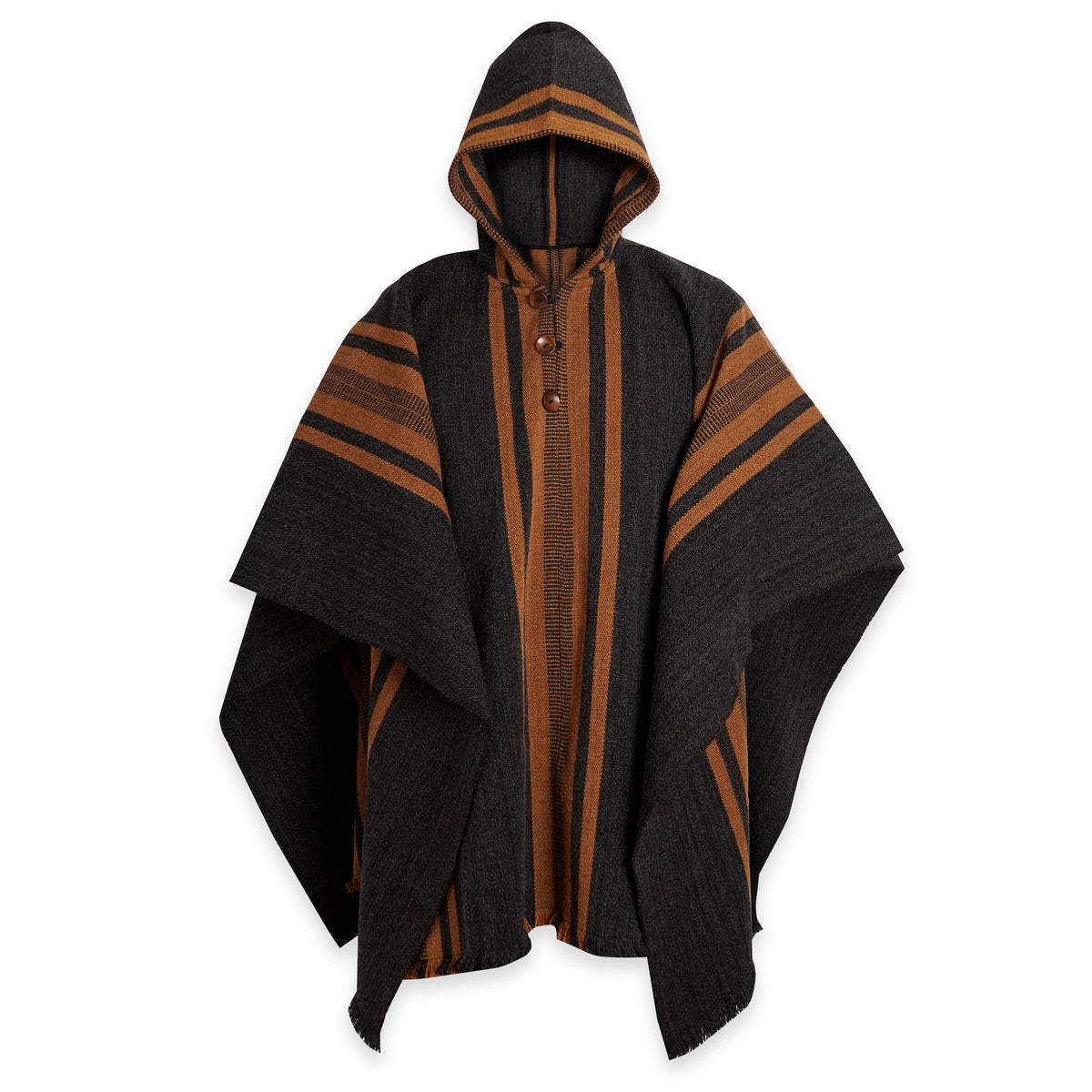 PONCHO LISTADO DE LANA GRIS