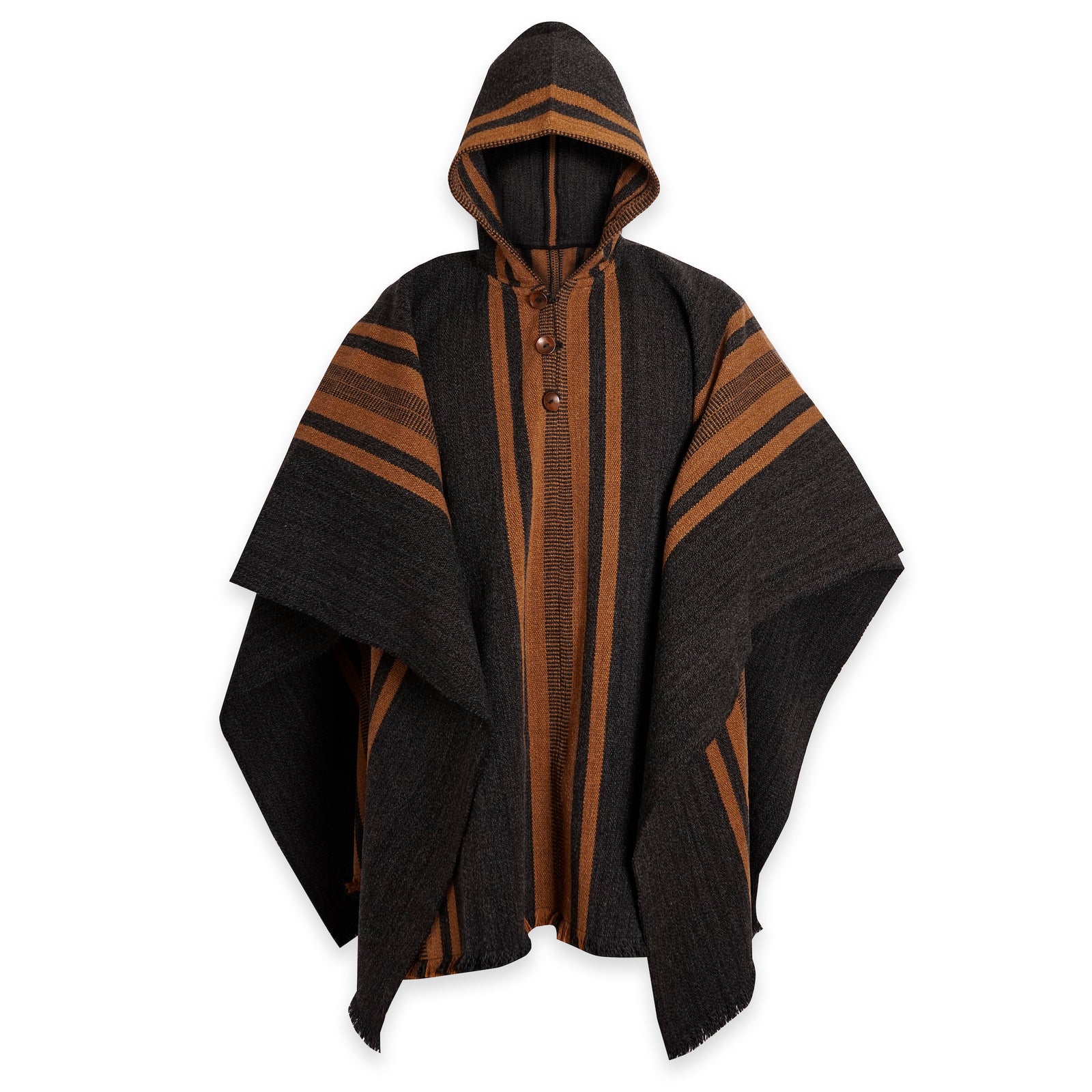 PONCHO LISTADO DE LANA GRIS