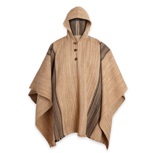 PONCHO LISTADO DE LANA BEIGE
