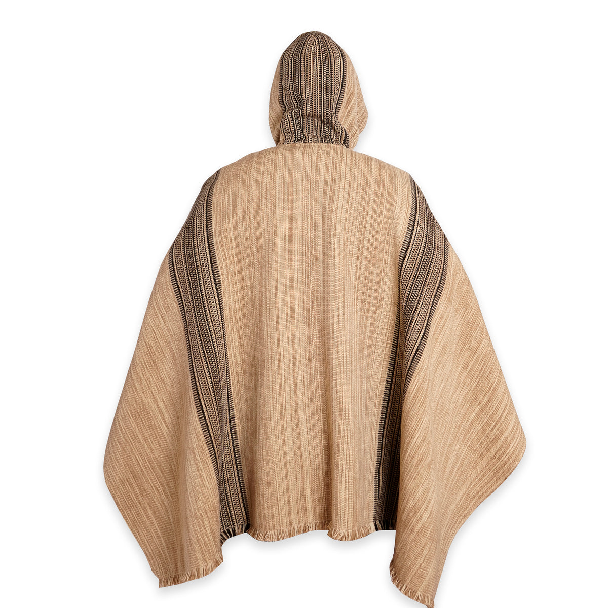 PONCHO LISTADO DE LANA BEIGE