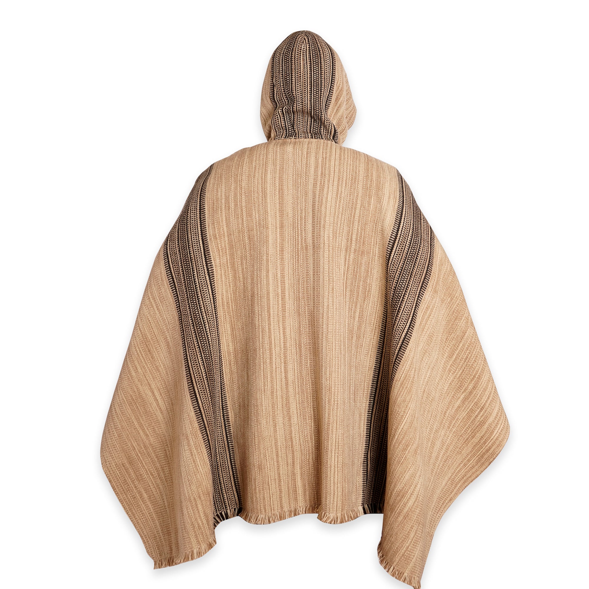 PONCHO LISTADO DE LANA BEIGE