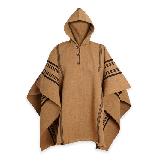 PONCHO LISTADO DE LANA CAMEL
