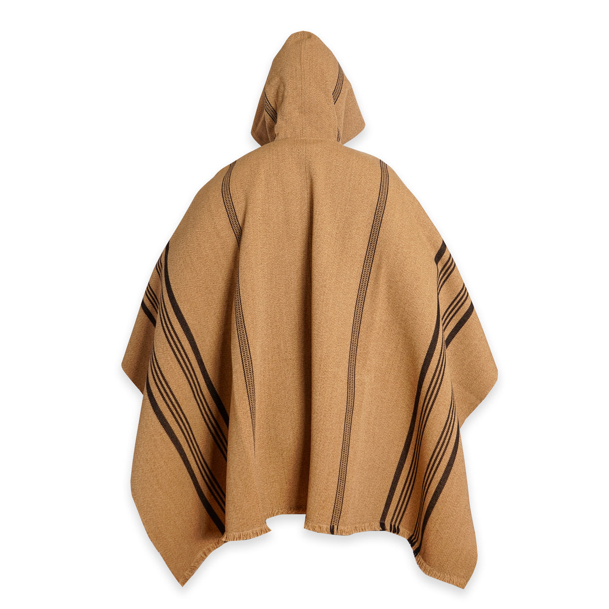 PONCHO LISTADO DE LANA CAMEL