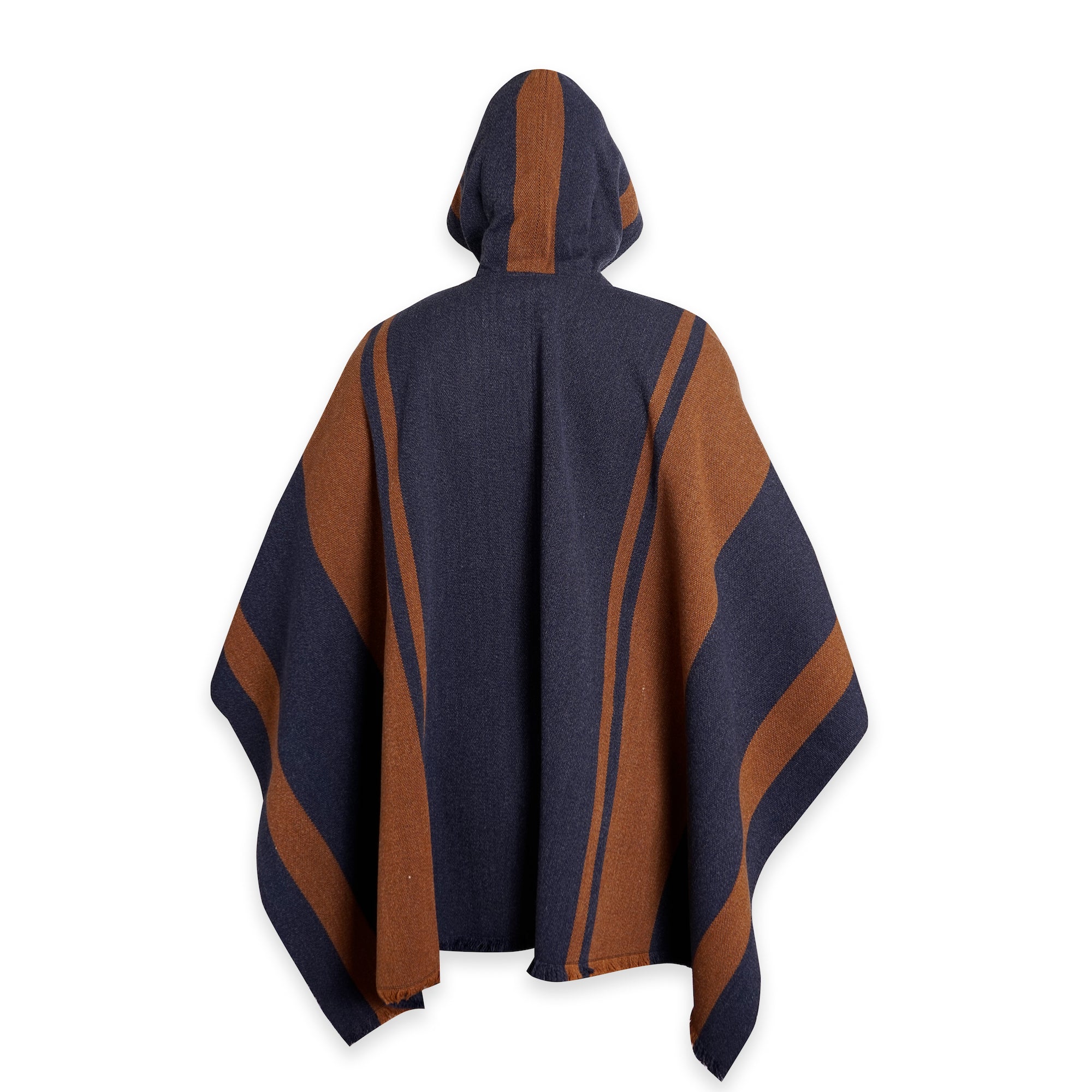 PONCHO LISTADO DE LANA AZUL