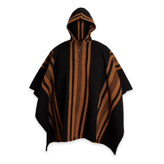 PONCHO LISTADO DE LANA NEGRO