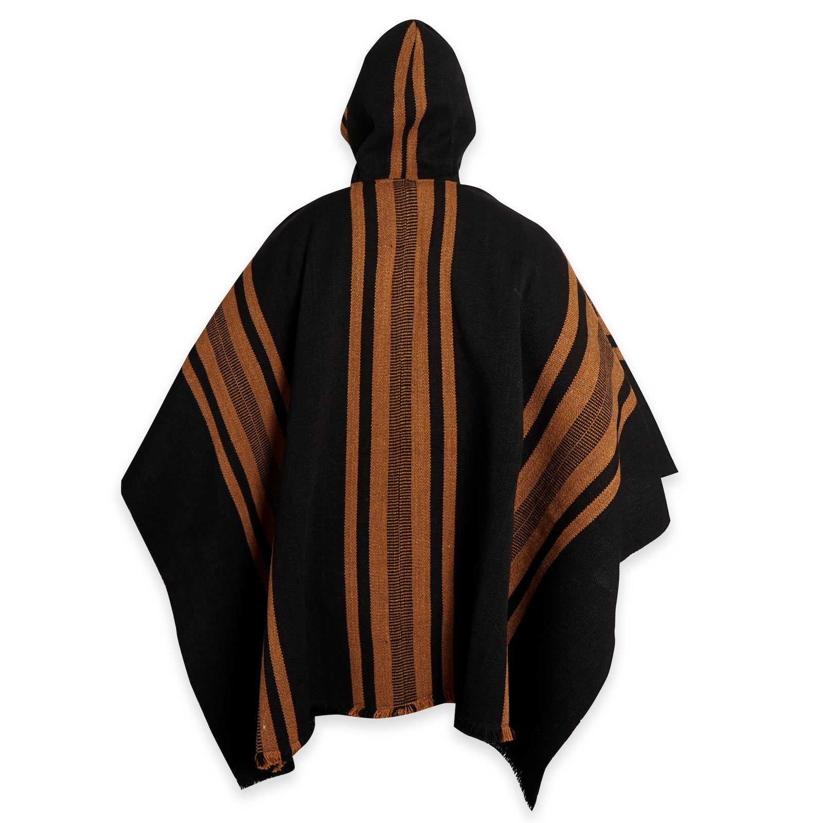 PONCHO LISTADO DE LANA NEGRO