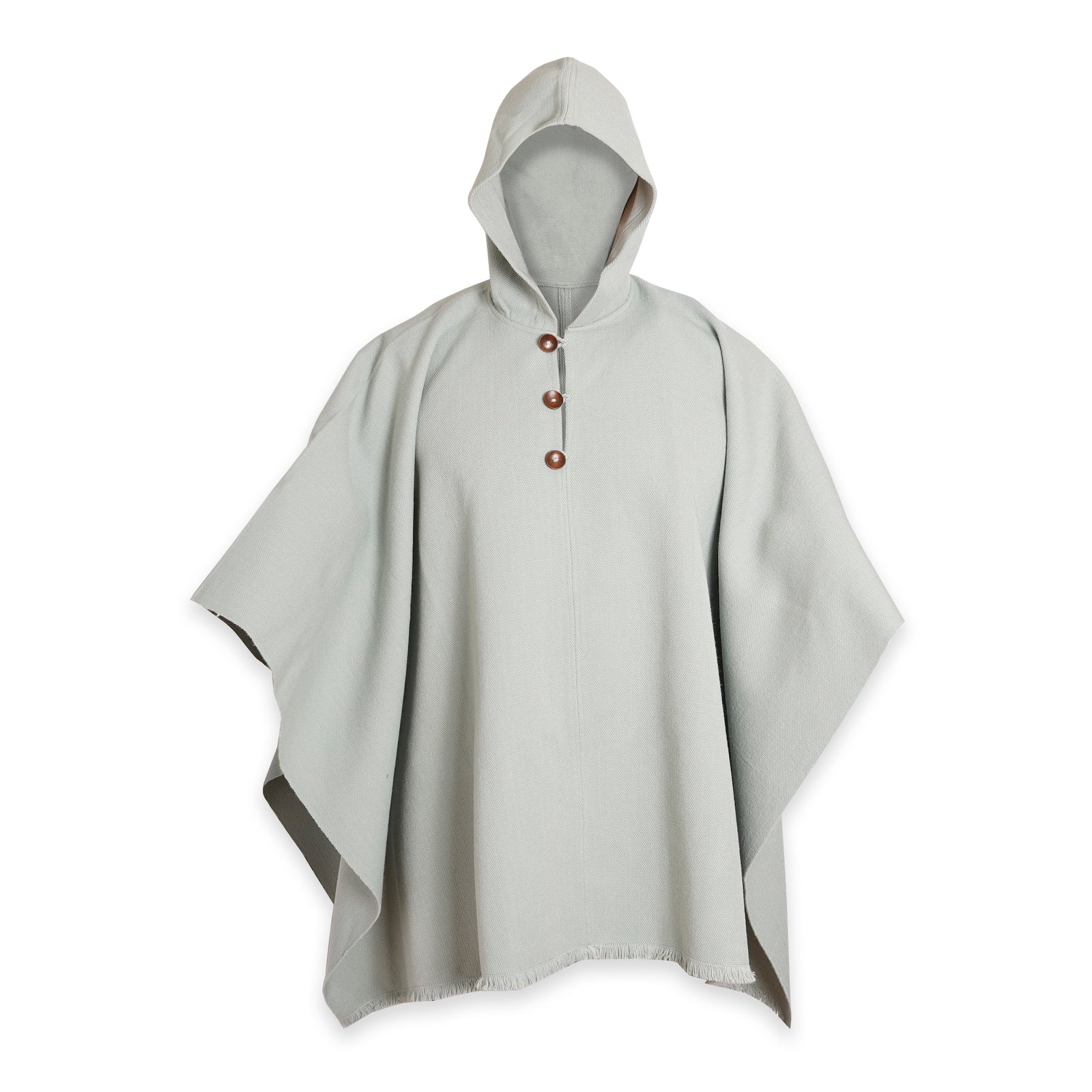 PONCHO DE LANA MENTA CON GORRO