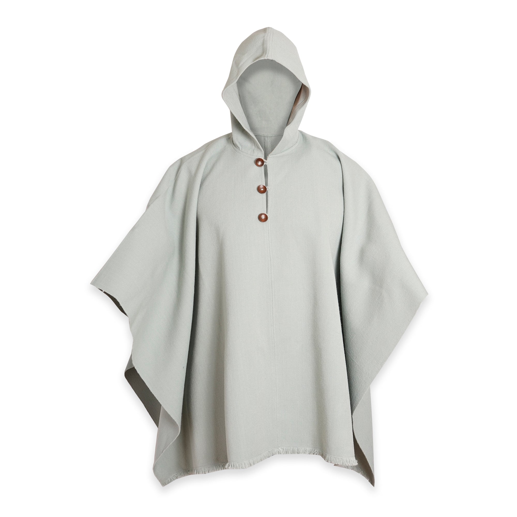 PONCHO DE LANA MENTA CON GORRO