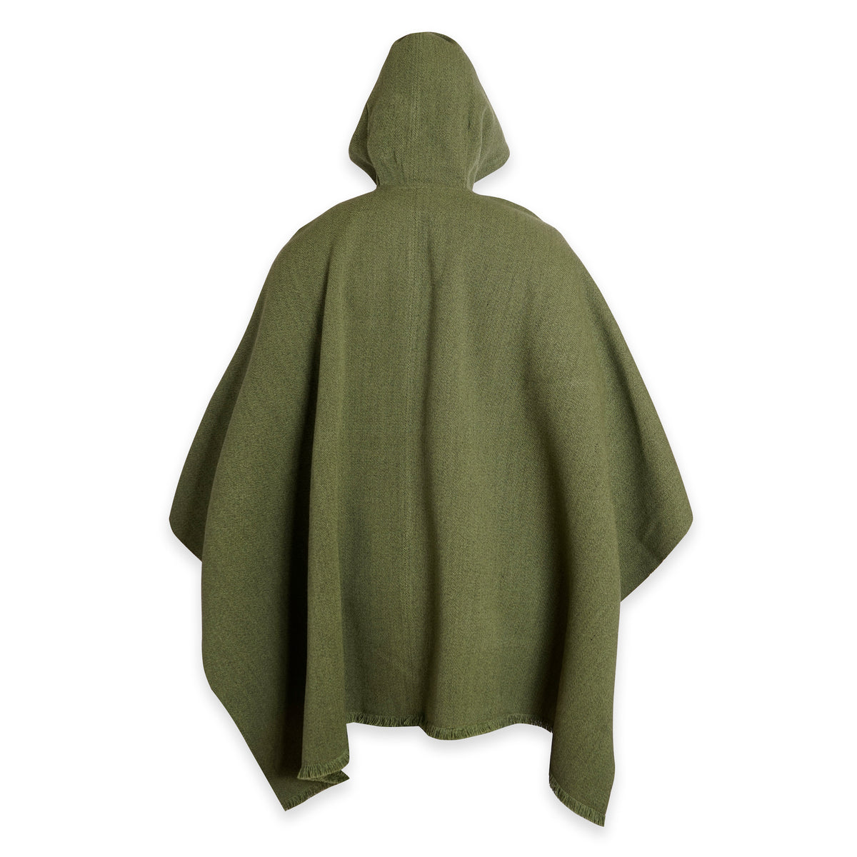PONCHO DE LANA VERDE CON GORRO