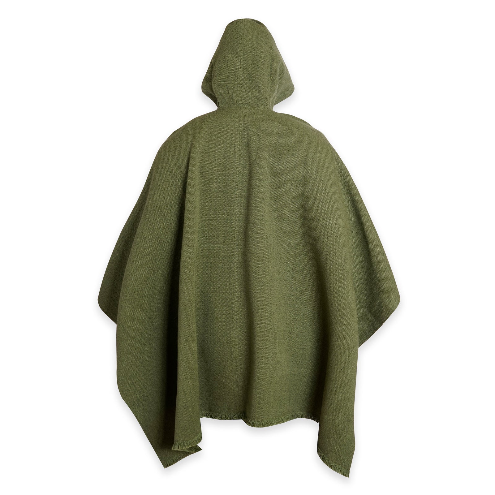 PONCHO DE LANA VERDE CON GORRO