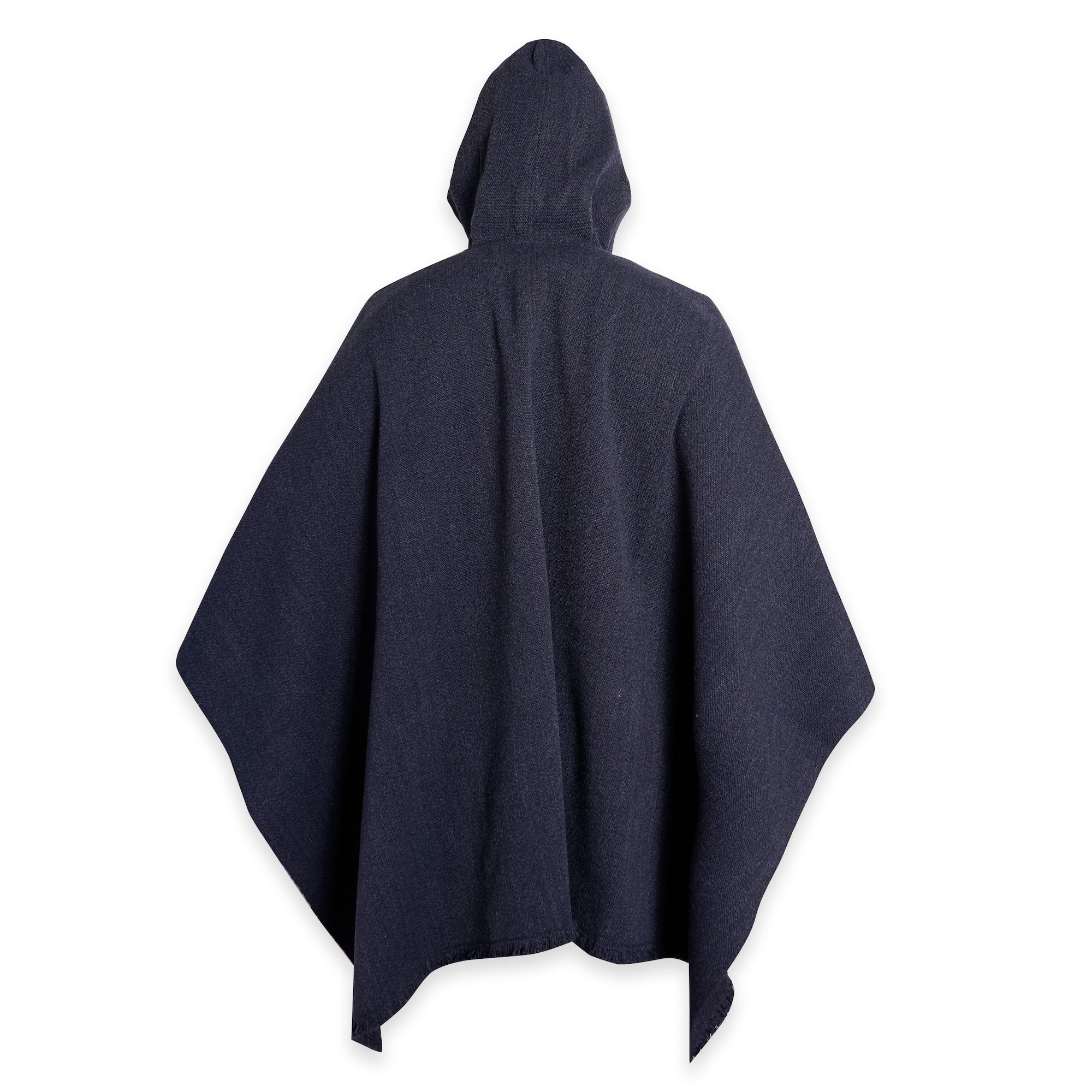 PONCHO DE LANA AZUL CON GORRO