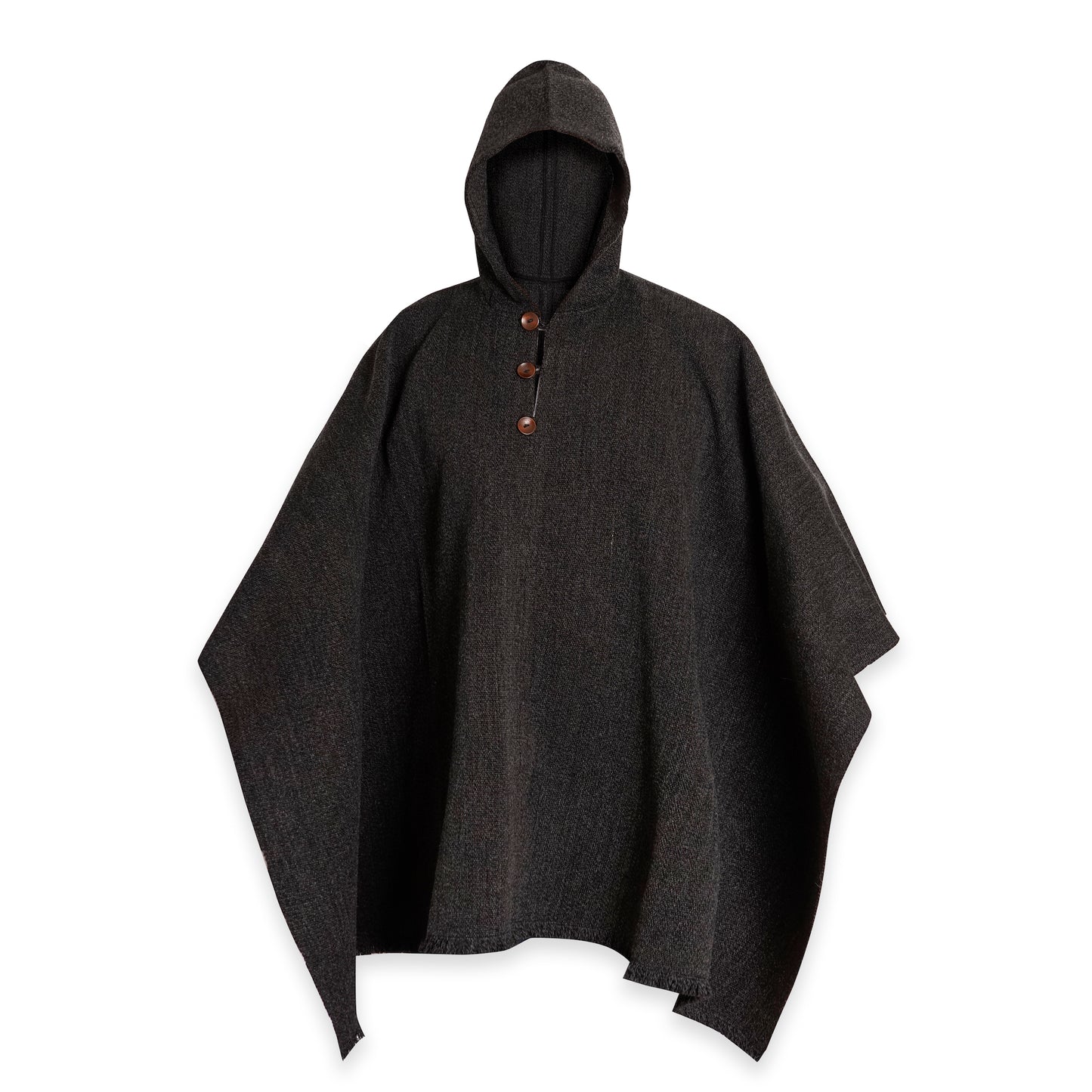 PONCHO DE LANA AZUL CON GORRO