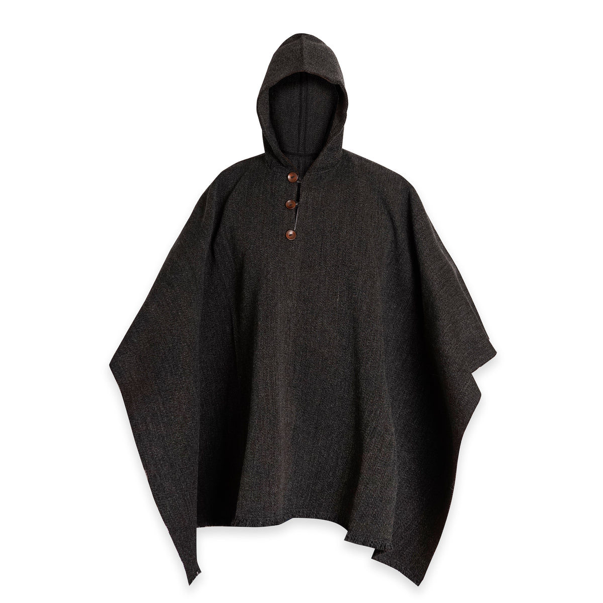 PONCHO DE LANA CASTAÑO CON GORRO