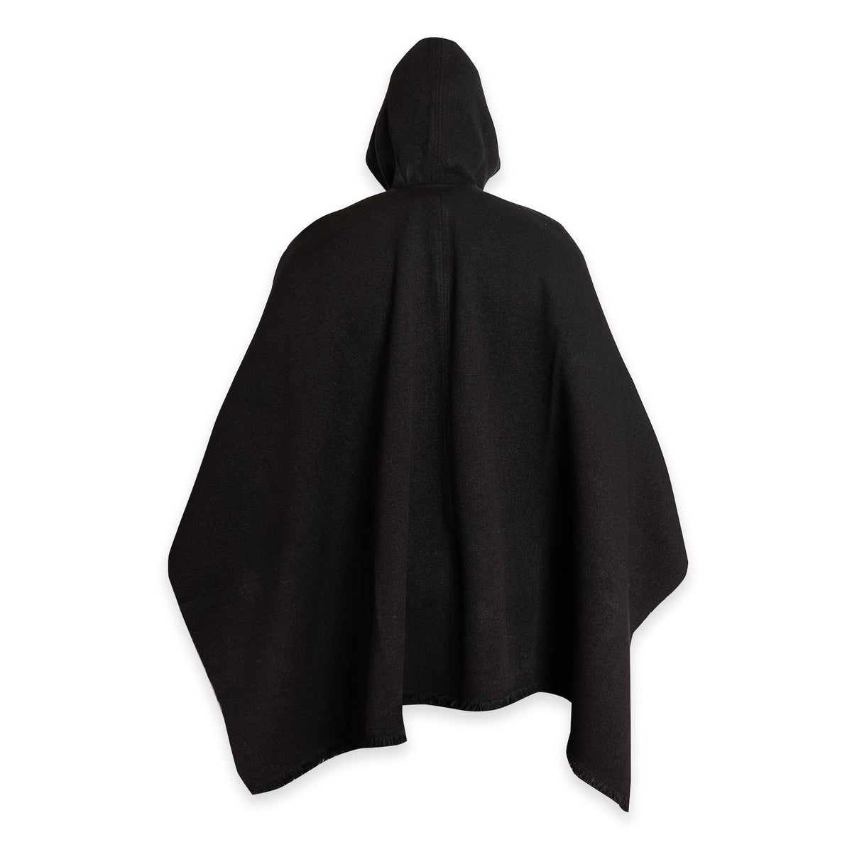 PONCHO DE LANA NEGRO CON GORRO