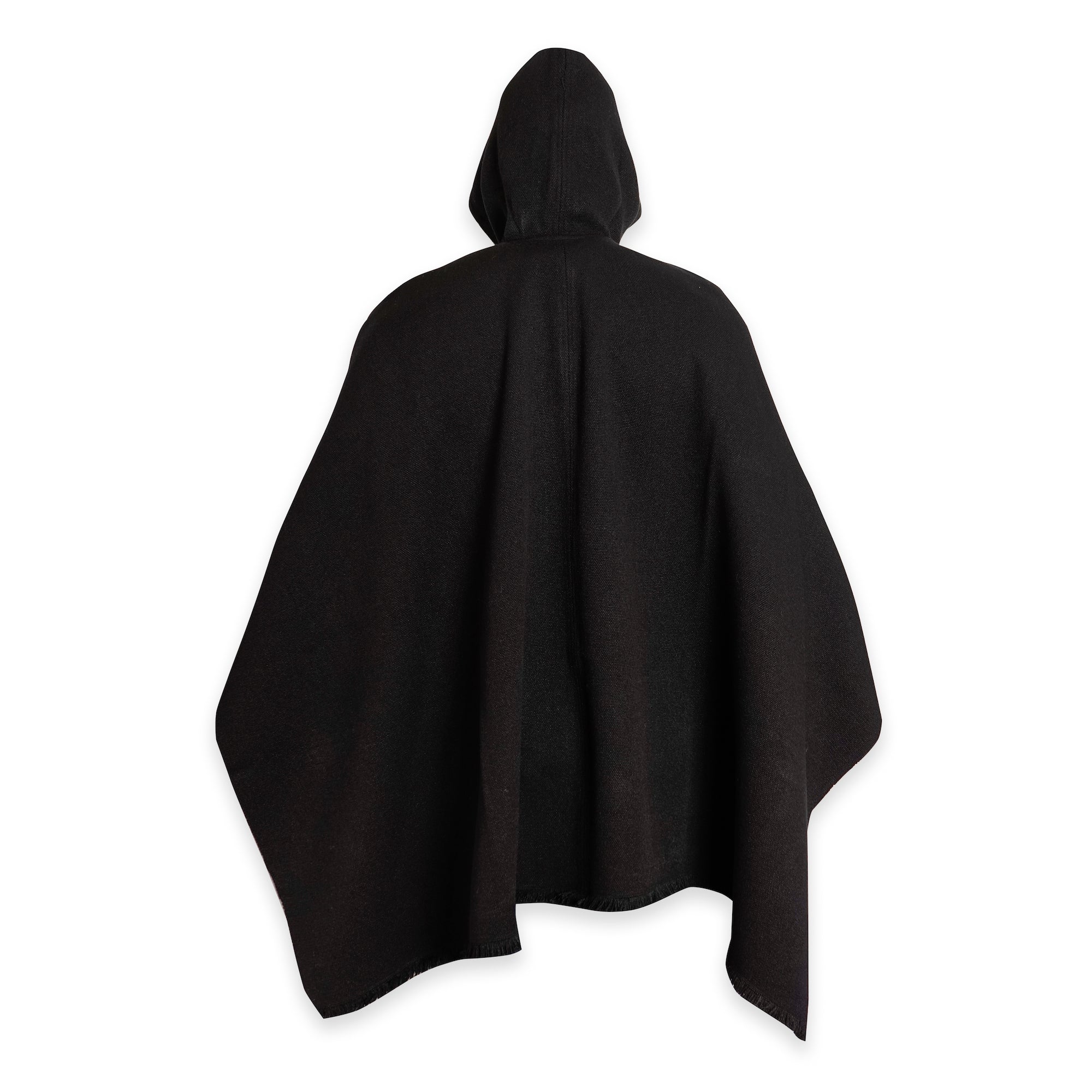 PONCHO DE LANA NEGRO CON GORRO