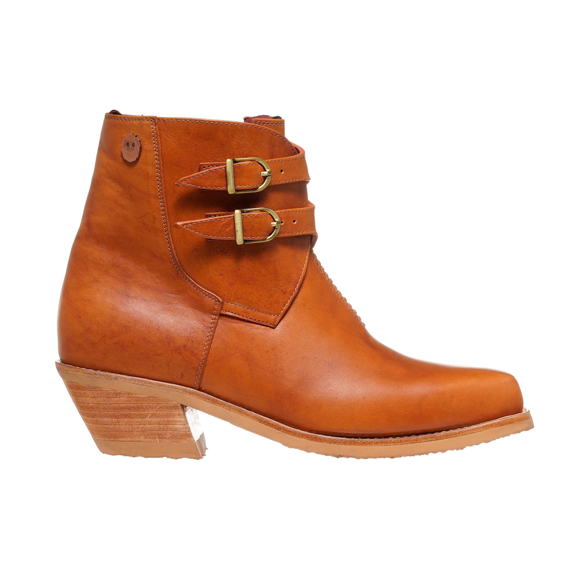 BOTIN DOS HEBILLAS LISO CURRY