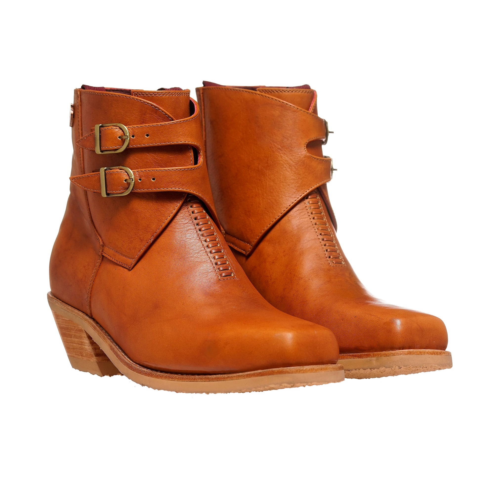 BOTIN DOS HEBILLAS LISO CURRY