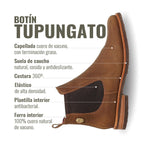 Botín Chelsea de cuero camel para hombre OLKI Tupungato con suela de caucho chocolate y elástico lateral.