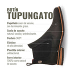 Botín chelsea negro de cuero para hombre OLKI Tupungato con elástico lateral y suela de caucho y cuero.