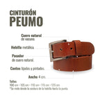 Cinturón OLKI Peumo Avellana de cuero de vacuno con hebilla metálica plateada y 4 cm de ancho.