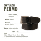 Cinturón negro de cuero natural de vacuno OLKI Peumo con hebilla metálica y 4 cm de ancho.
