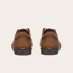 Zapatilla OLKI La Campana de cuero vacuno camel con cordones de algodón encerado y planta de caucho antideslizante.