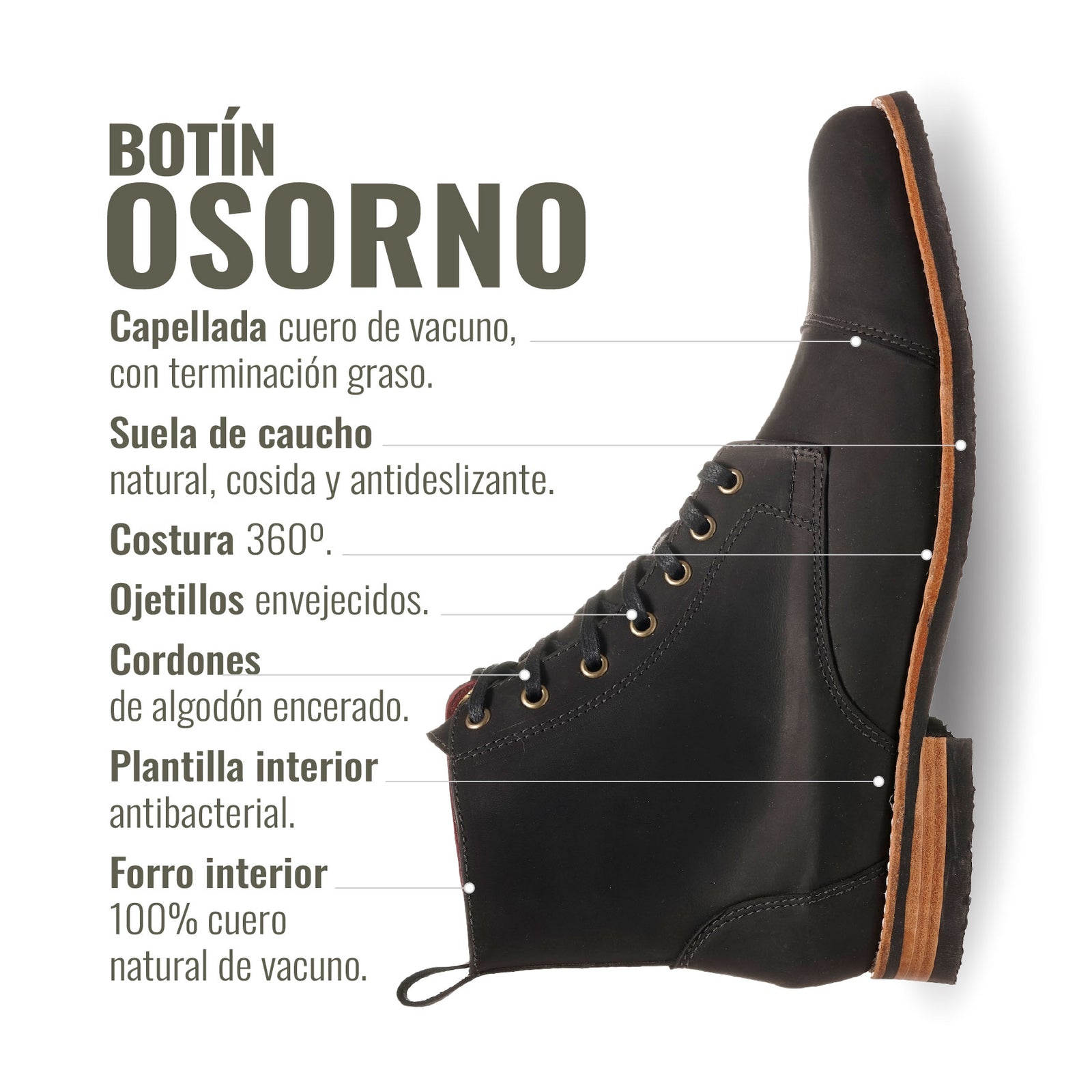Botin Osorno Negro    Planta Negra