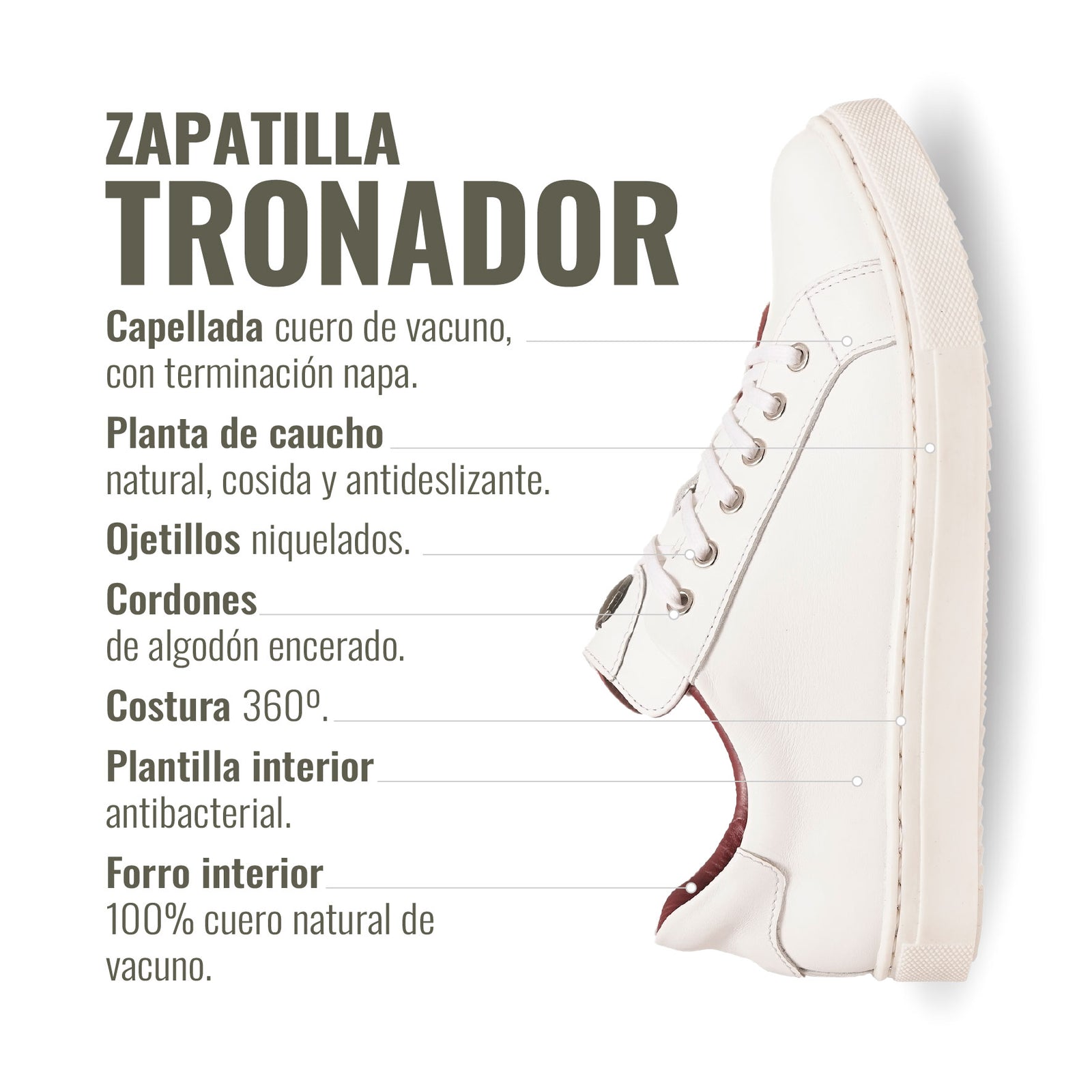 Zapatilla Tronador Blanca Planta Blanca