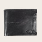 Billetera OLKI Ancoa Negro de cuero con costuras reforzadas y logo grabado. Diseño minimalista y funcional para hombre.