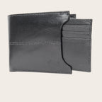 Billetera OLKI Ancoa Negro de cuero con múltiples compartimentos para tarjetas y billetes. Diseño minimalista con costuras reforzadas y logo grabado.